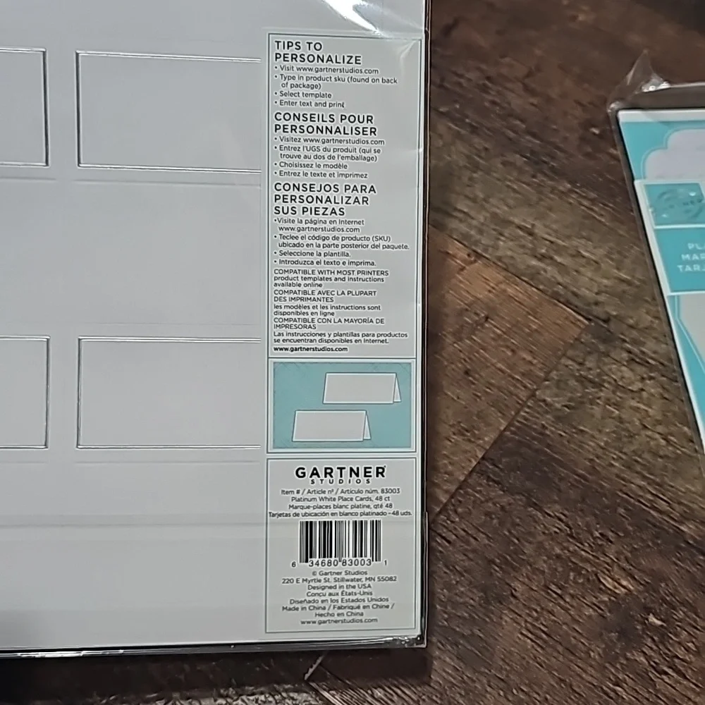 Gartner Studio White and Silver Place Cards